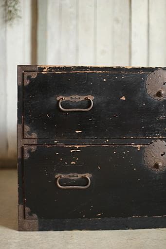 丸金具庄内箪笥　2段　タンス　収納　古家具　古民家　時代家具