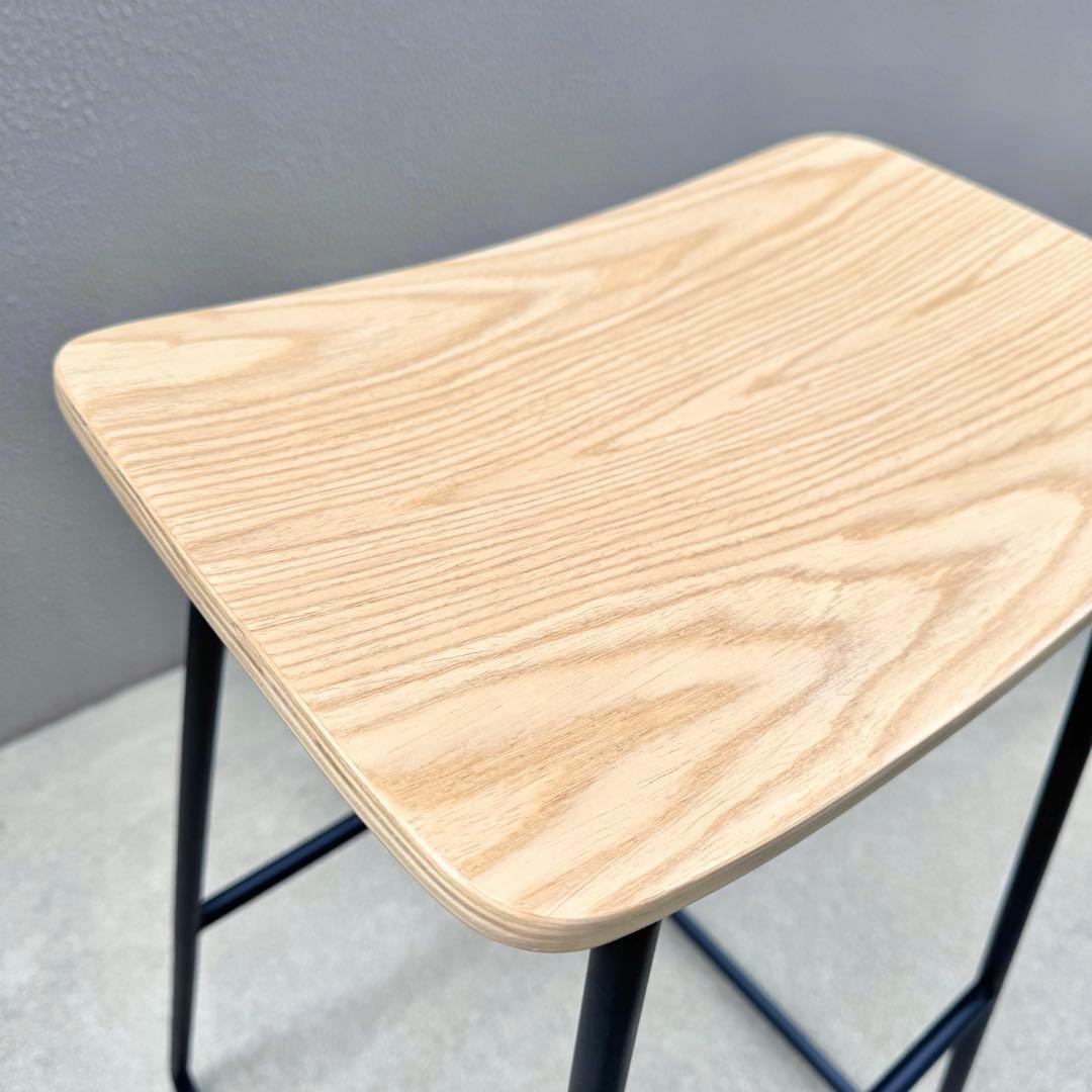 カナデモノ ハイスツール 曲木 オーク ナチュラル スチール脚 カウンターチェア