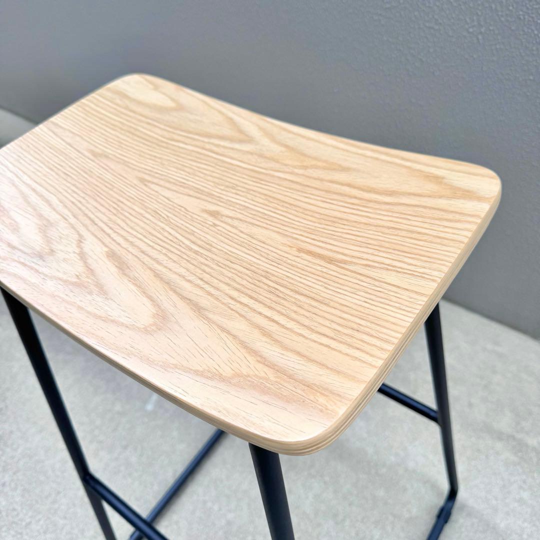 カナデモノ ハイスツール 曲木 オーク ナチュラル スチール脚 カウンターチェア