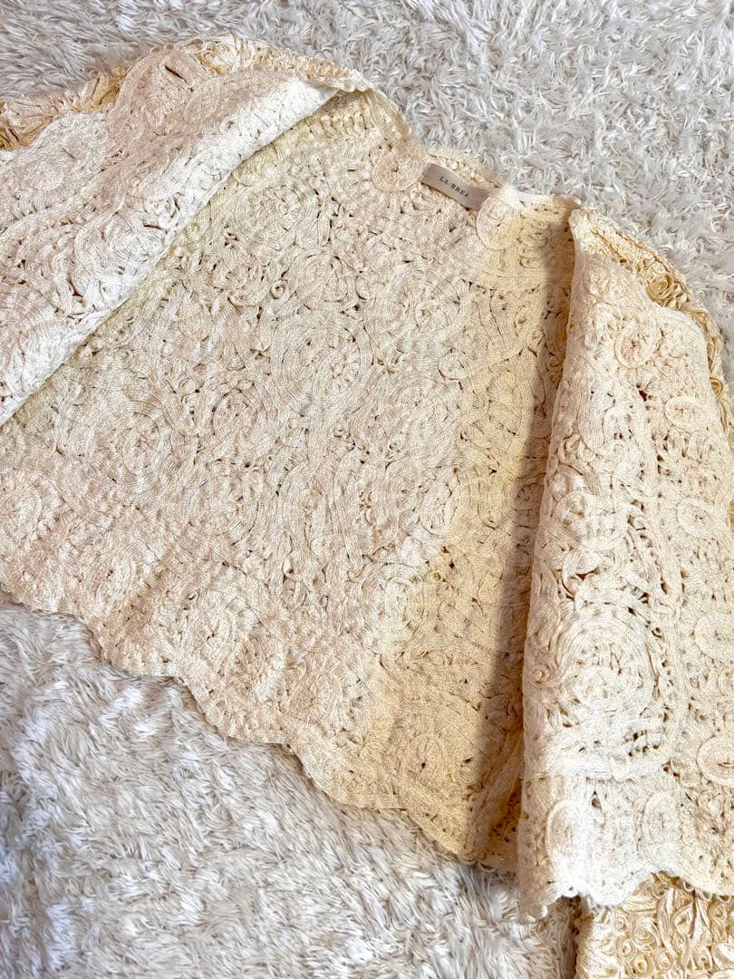 美品⭐︎MELROSE LA-BREA リボンヤーンレースセットアップ　花モチーフ