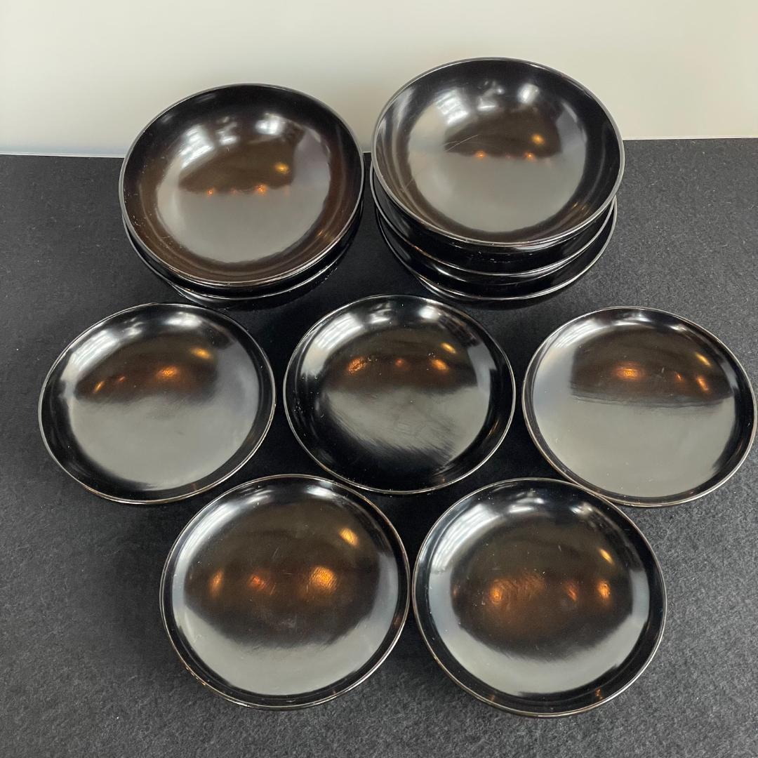 清流椀 吸物 雑煮 5客 黒 漆 海老 金彩 本金 磨き 蒔絵 骨董美品