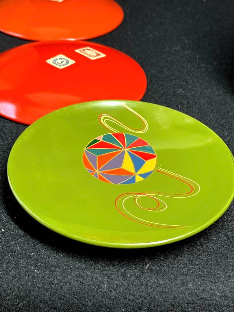 棗『手まり棗』銘々皿×5客セット漆器 天然木製 長期保管品 共箱　茶道具　古道具