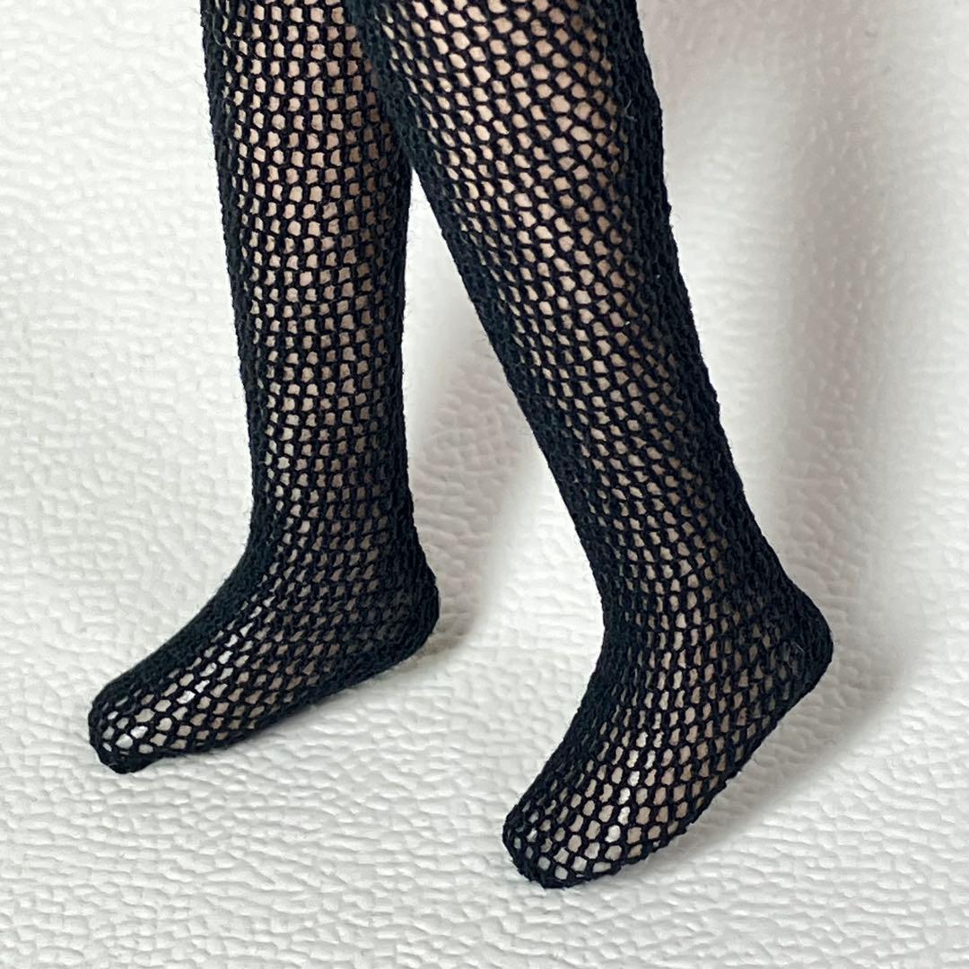 〈1〉リカちゃんサイズ/タイツ風 メッシュ ブラックハンドメイド