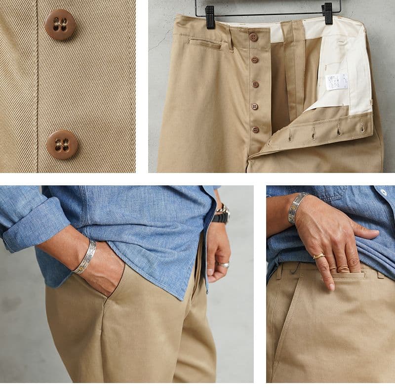 アオロン WAIPER 米軍 M45 チノ トラウザー カーキ ワイパー