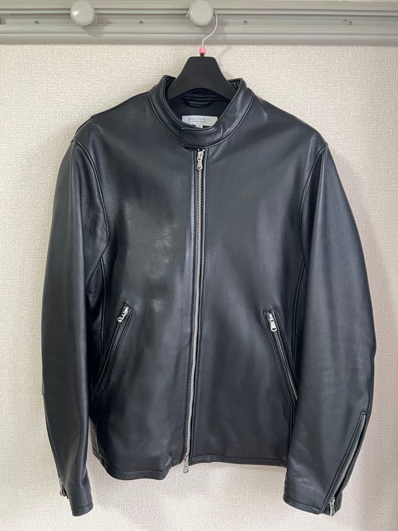 BEAUTY&YOUTH レザー シングルライダース M ブラック 羊革