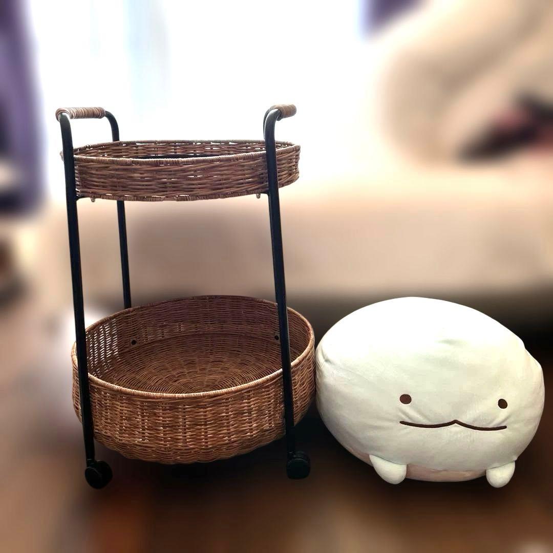 IKEA ルッバン サイドテーブル 籐製ワゴン LUBBAN