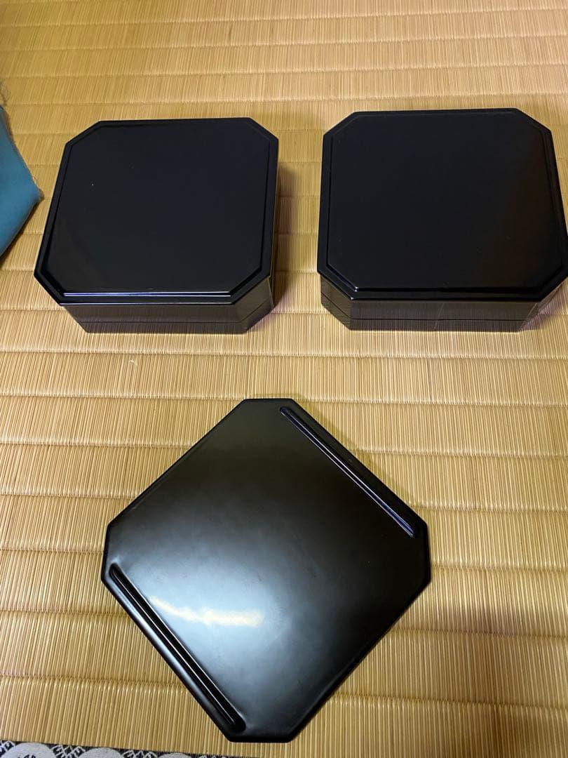 茶道具/縁高重 木製 黒 新塗 5段