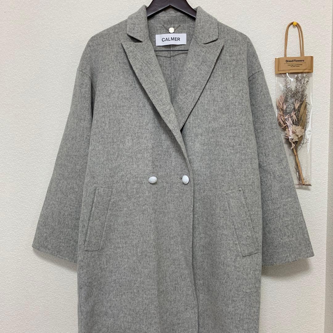 美品CALMER チェスターコート ロングコート ライトグレー サイズ1