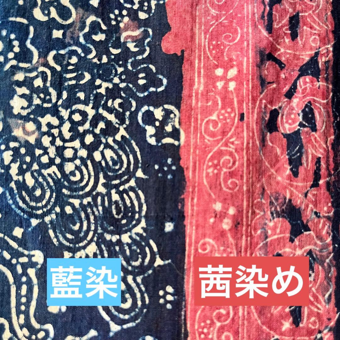 スマトラ島東海岸　ジャンビで製作されたと思われる藍＋茜染め更紗