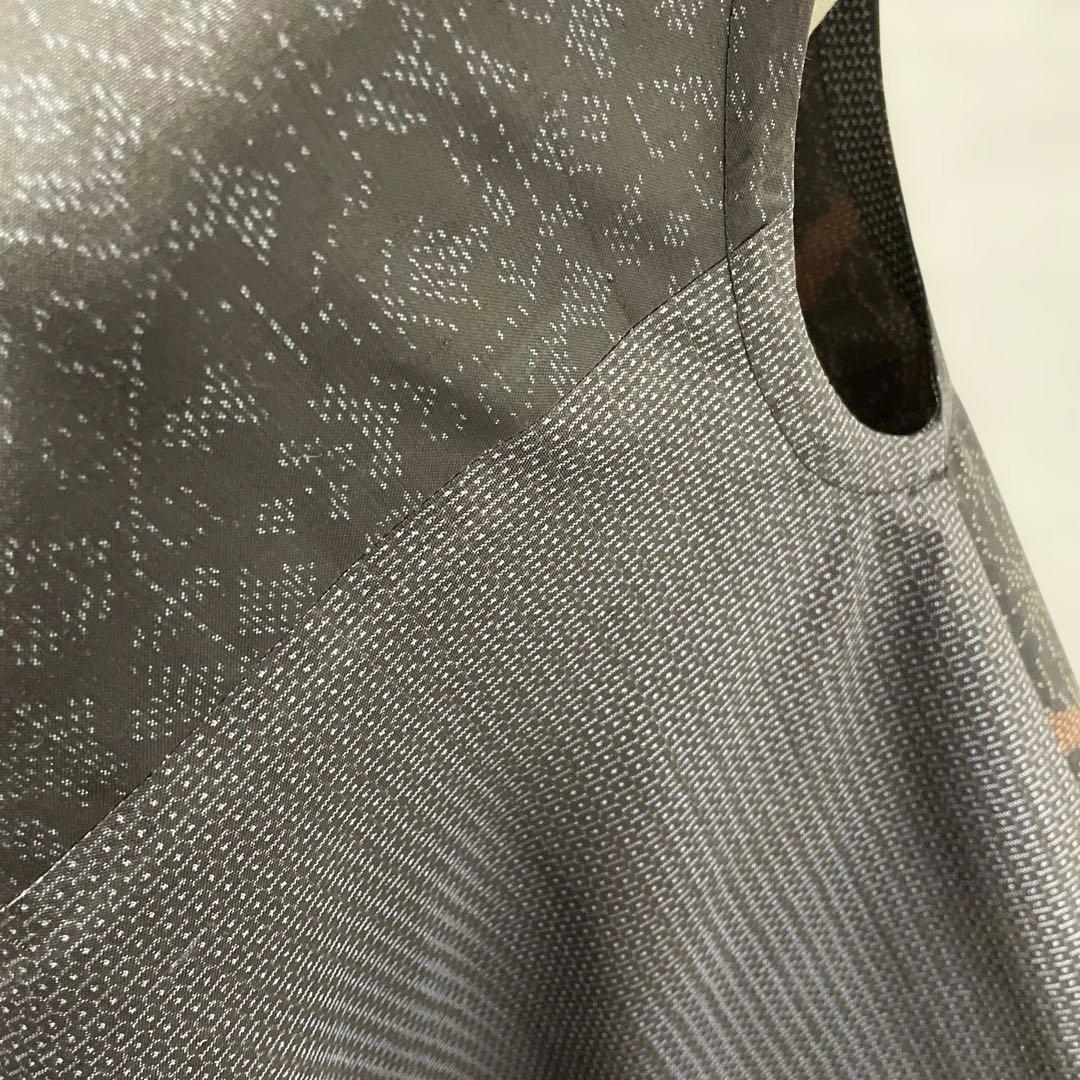 着物ワンピーステントラインロング丈《9》大島紬や紬等(7マルキ含)Mサイズくらい