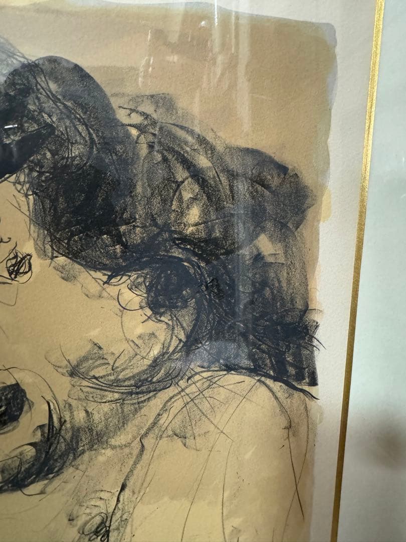 織田広喜『パリの女』リトグラフ 直筆サイン有 額装