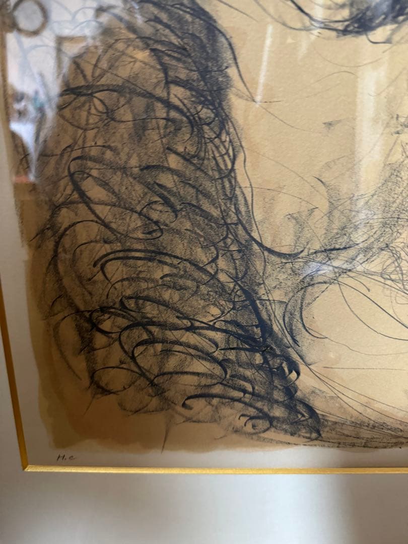 織田広喜『パリの女』リトグラフ 直筆サイン有 額装