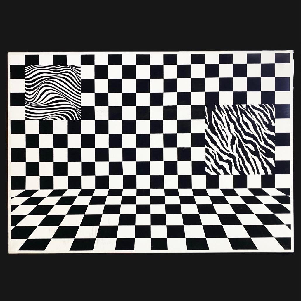 アクリル画　キャンバス　イラスト　絵　イラスト　モノトーン　ベニヤパネル　黒