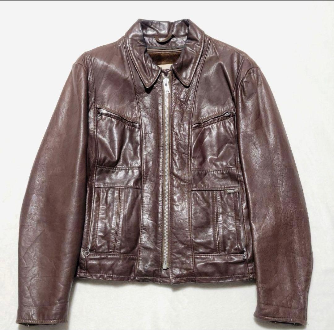 Schott（ショット）ライダースジャケット レザー ボアライナー ブラウン