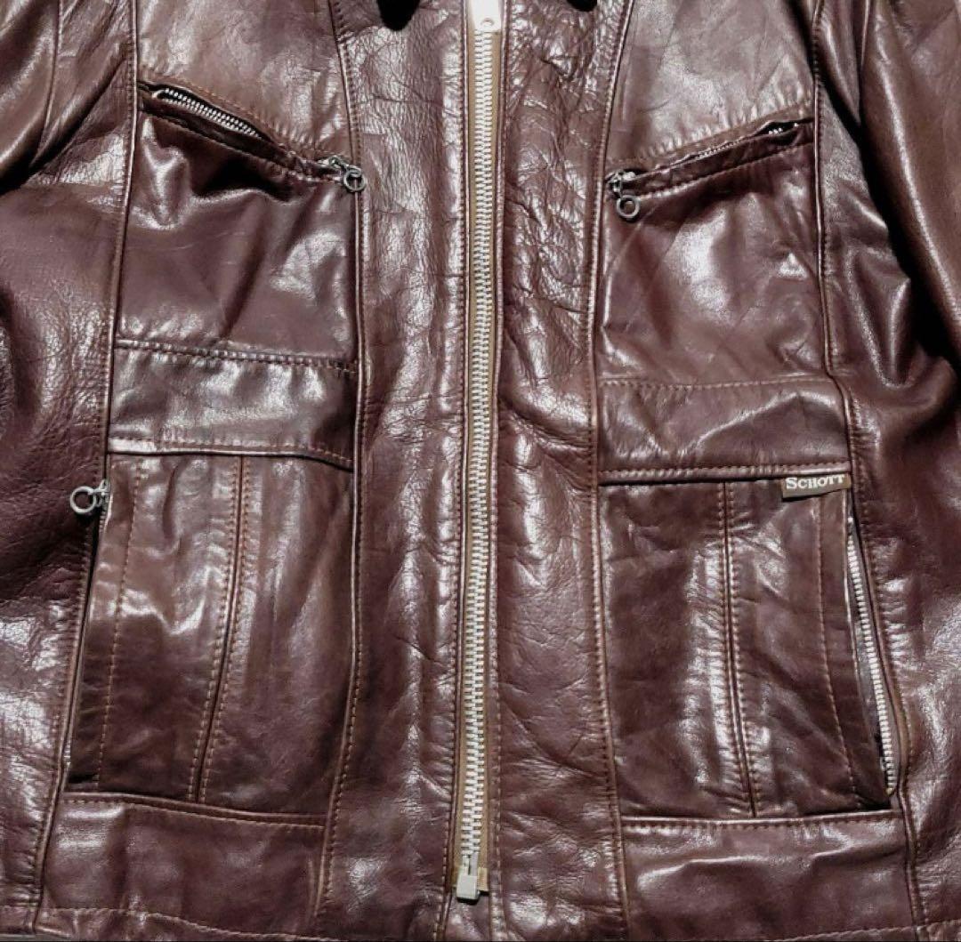 Schott（ショット）ライダースジャケット レザー ボアライナー ブラウン