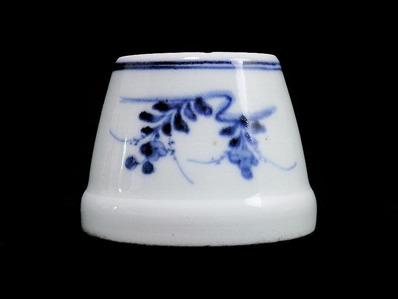 古伊万里　染付　草花紋の図　蕎麦猪口　江戸期　A1174AS-CDd