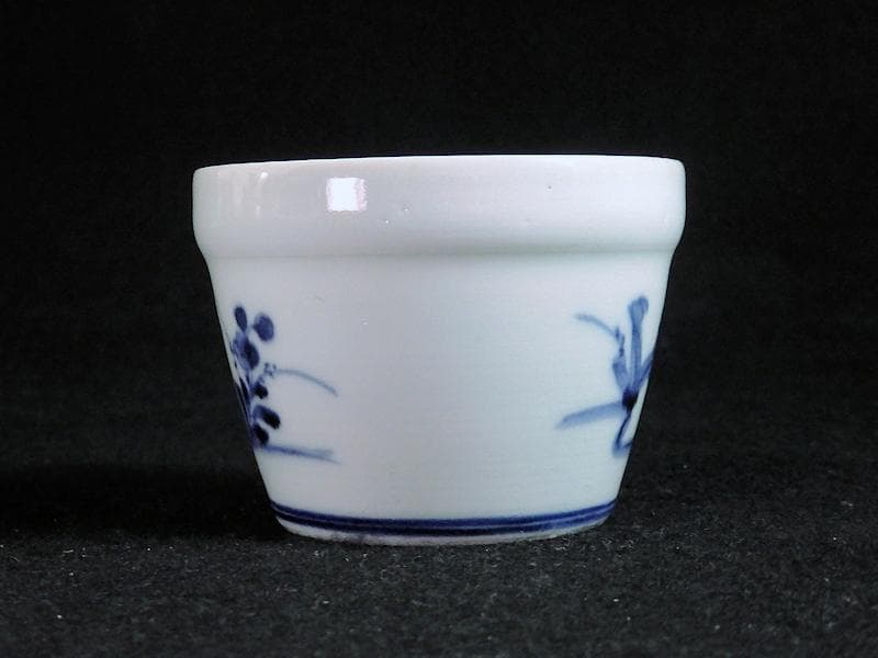 古伊万里　染付　草花紋の図　蕎麦猪口　江戸期　A1174AS-CDd