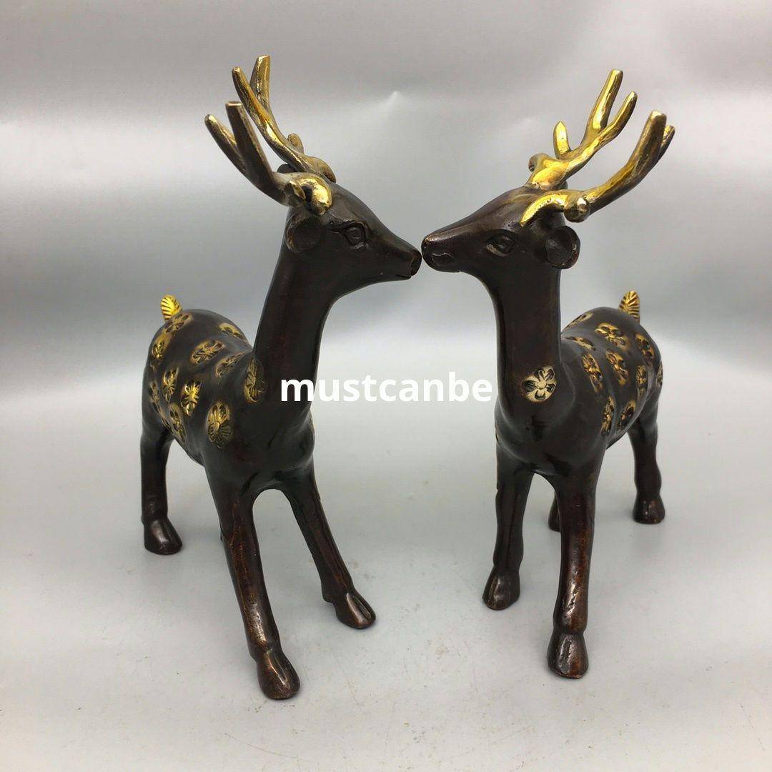 銅器 梅花鹿 応接間 玄関 茶室 文机 開運 風水 装飾品 工芸品 置物