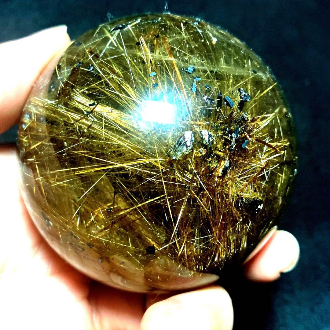 超絶綺麗✨62mm ゴールドルチルクォーツ　丸玉　スフィア　金針水晶