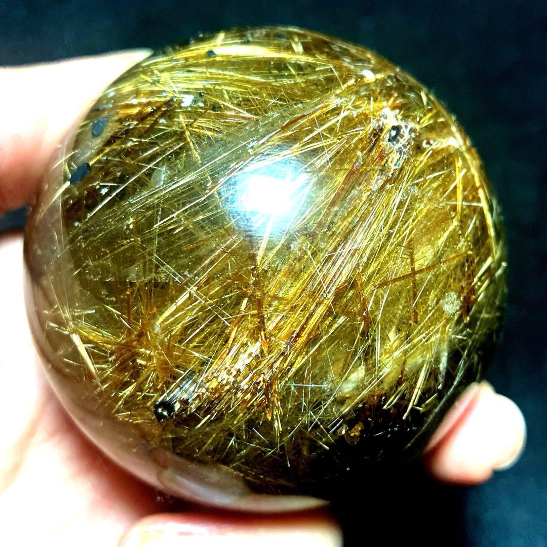 超絶綺麗✨62mm ゴールドルチルクォーツ　丸玉　スフィア　金針水晶