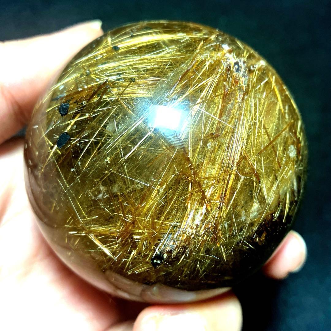 超絶綺麗✨62mm ゴールドルチルクォーツ　丸玉　スフィア　金針水晶