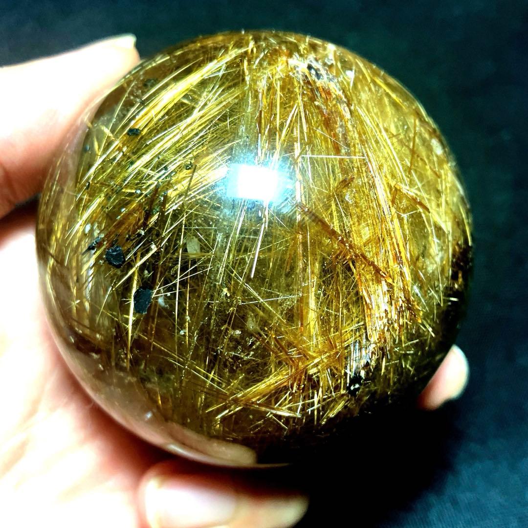 超絶綺麗✨62mm ゴールドルチルクォーツ　丸玉　スフィア　金針水晶