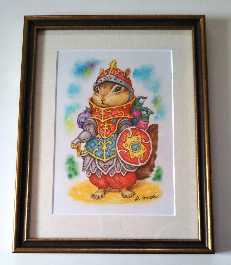 【原画】『ガンフリック』（絵画　パステル画　リス　動物画）