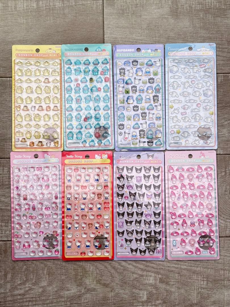 【正規品】サンリオ　ボンボンドロップシール　ミニ　コンプリート　8枚　高レート