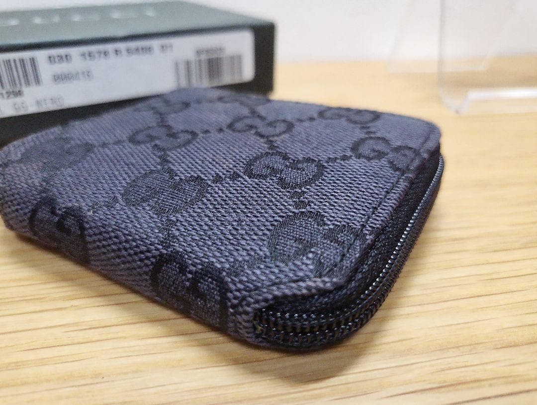 【美品】GUCCI グッチ GG キャンバス レザー ブラック パース