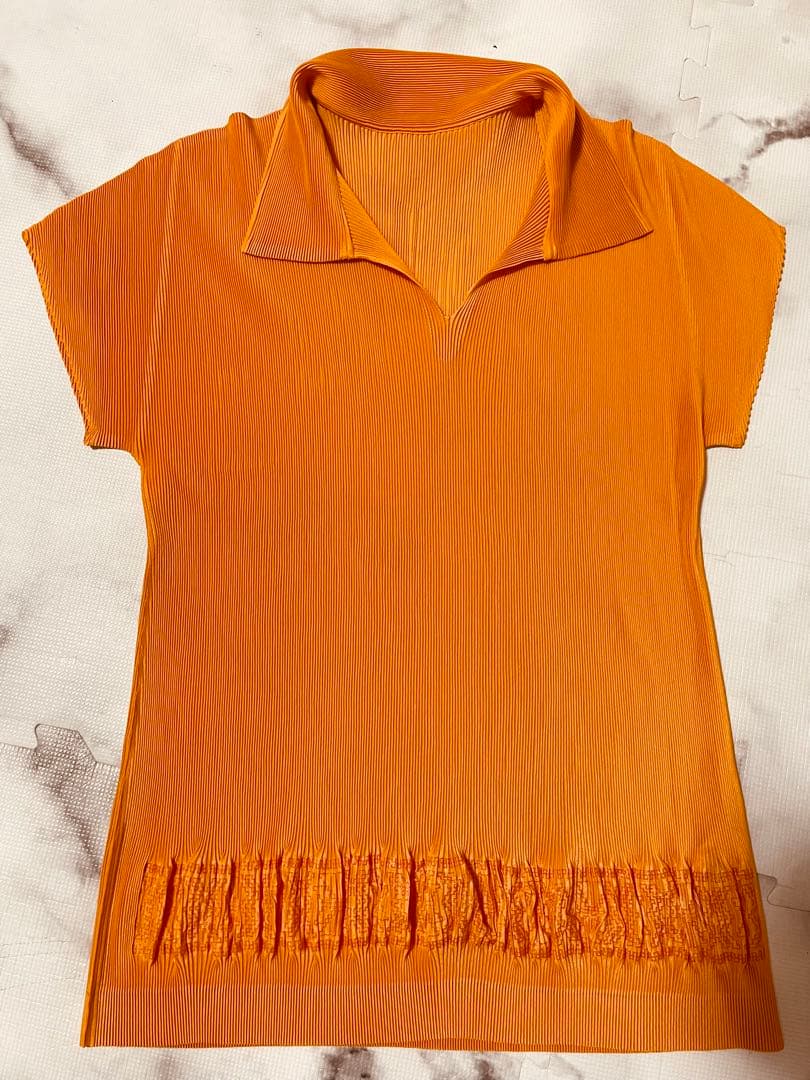 最終値下げ‼️ISSEY MIYAKE プリーツプリーズ ポロシャツ オレンジ