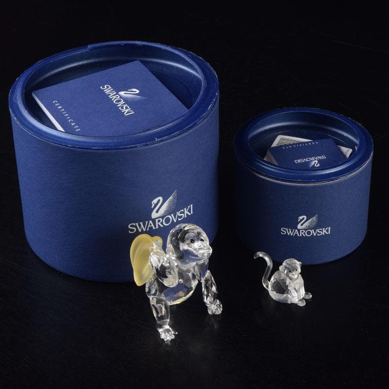 SWAROVSKI　スワロフスキー　クリスタルガラス　猿　箱付　2点　V8375