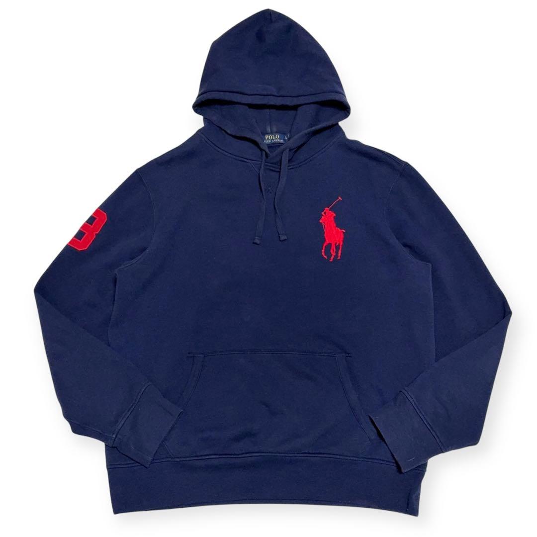 ポロ ラルフローレン ビッグポニー刺繍 プルオーバー パーカー ネイビー L