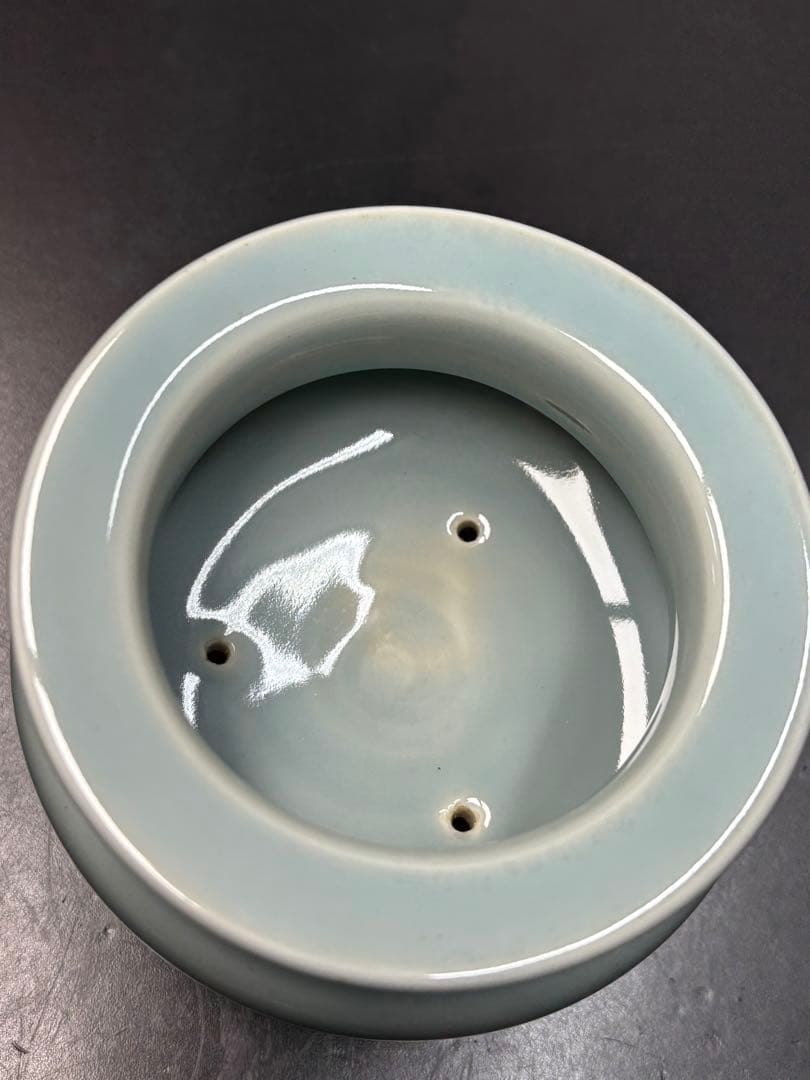 【極美品】諏訪蘇山作 香炉 青磁 三足香炉 純銀 花刻透し火屋 信幸造