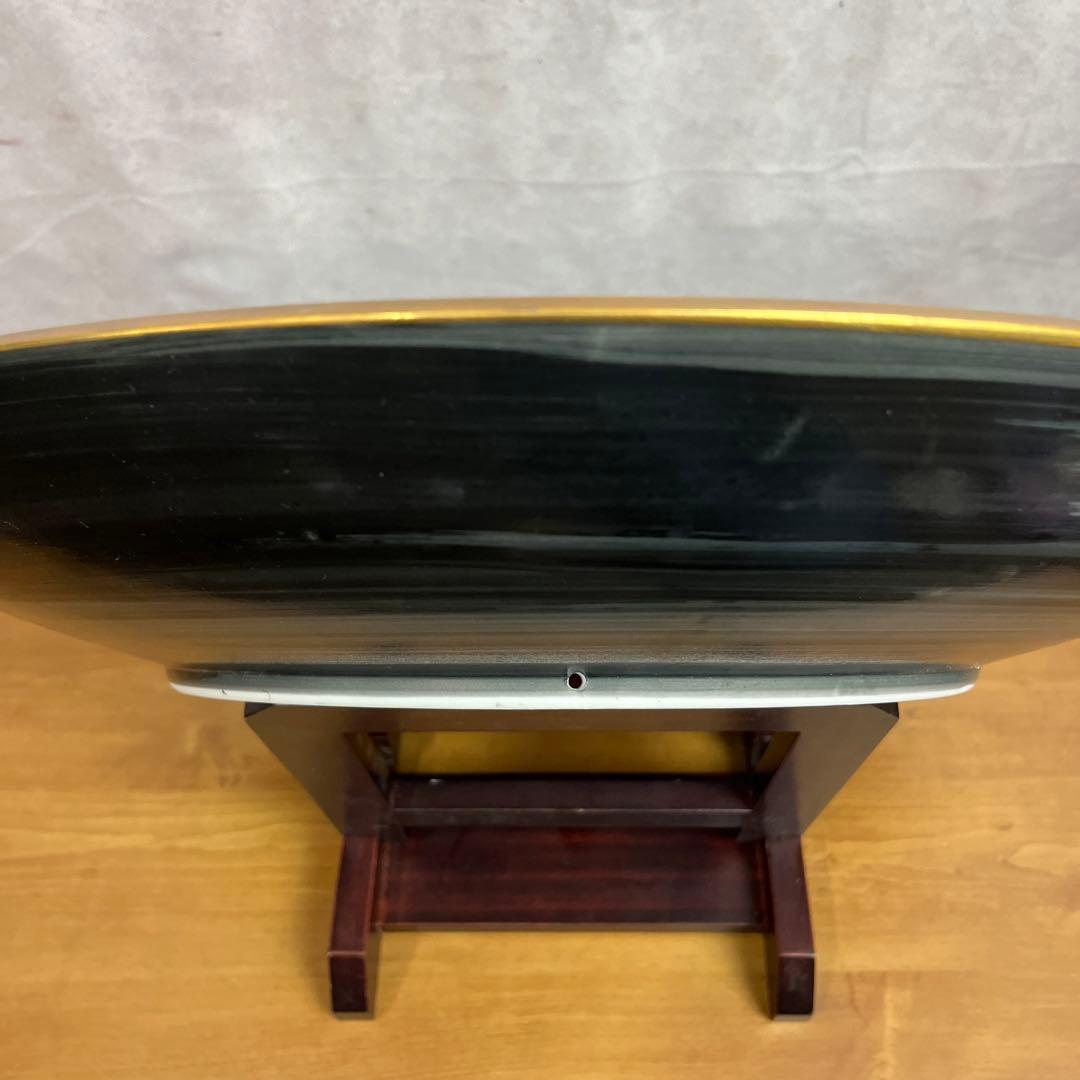 有田焼 15号飾皿 赤濃梅 泰明窯 飾り皿 直径47cm 台座付き 梅柄 手書き