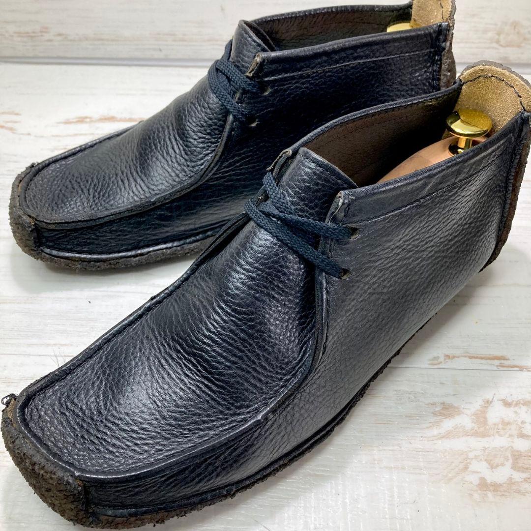 希少 クラークス Clarks ワラビー27cm 黒 レザー 本革 アイルランド