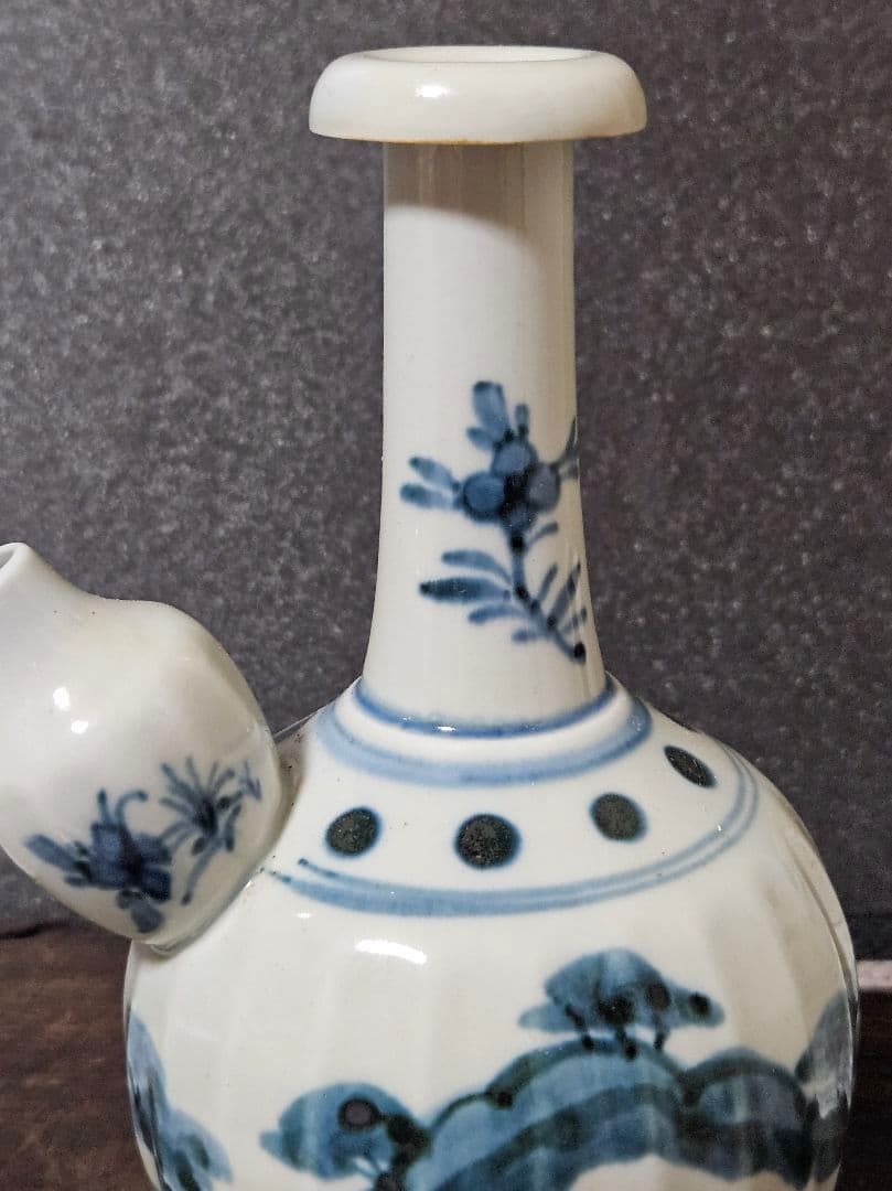 19世紀　欧州アンティーク　オランダ　 デルフト　古伊万里写　山水に花図　乳瓶