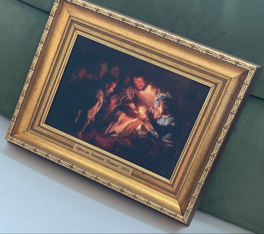 ヘリット・ファン・ホントホルスト 絵画 歯医者 ゴールド 額縁 ビンテージ レア
