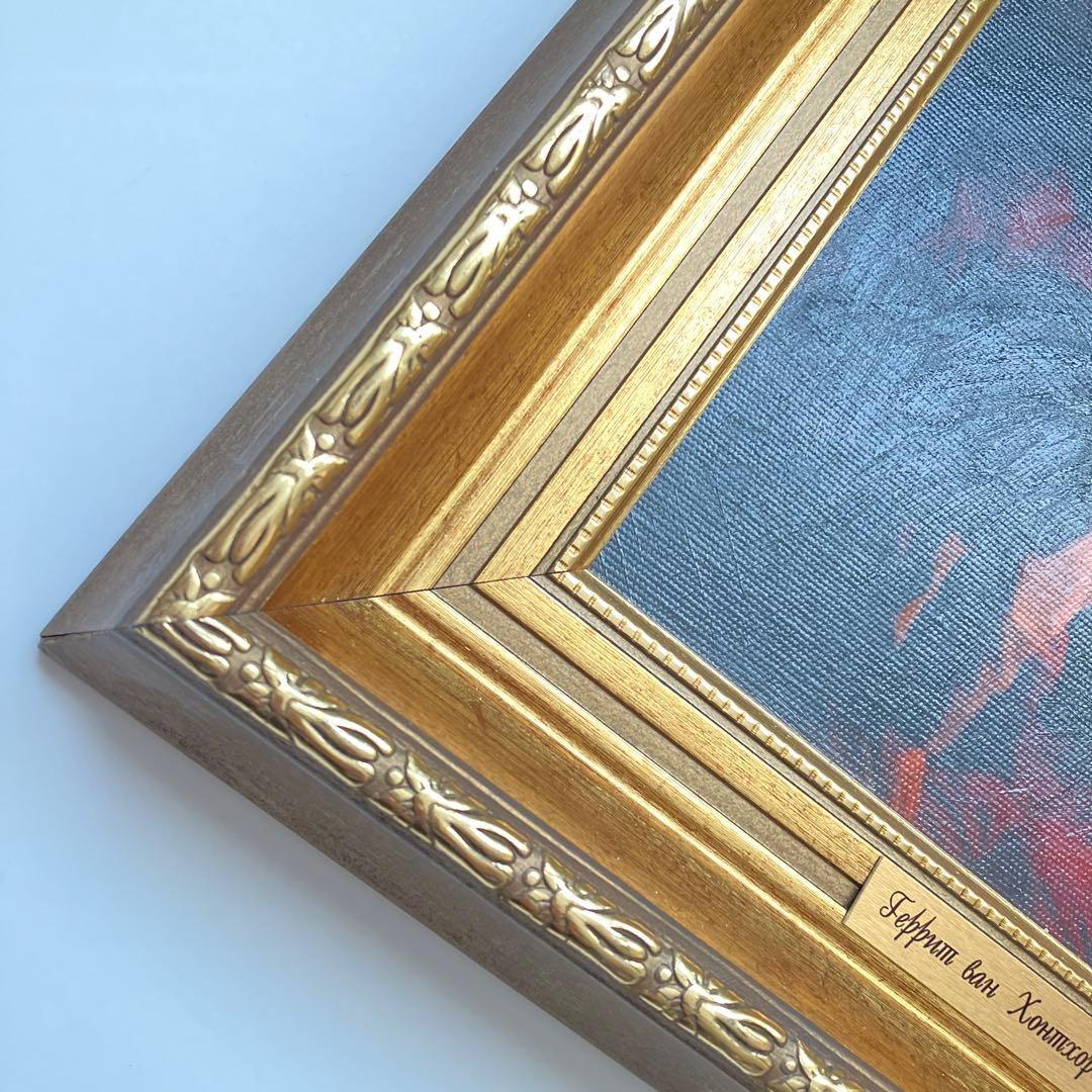 ヘリット・ファン・ホントホルスト 絵画 歯医者 ゴールド 額縁 ビンテージ レア