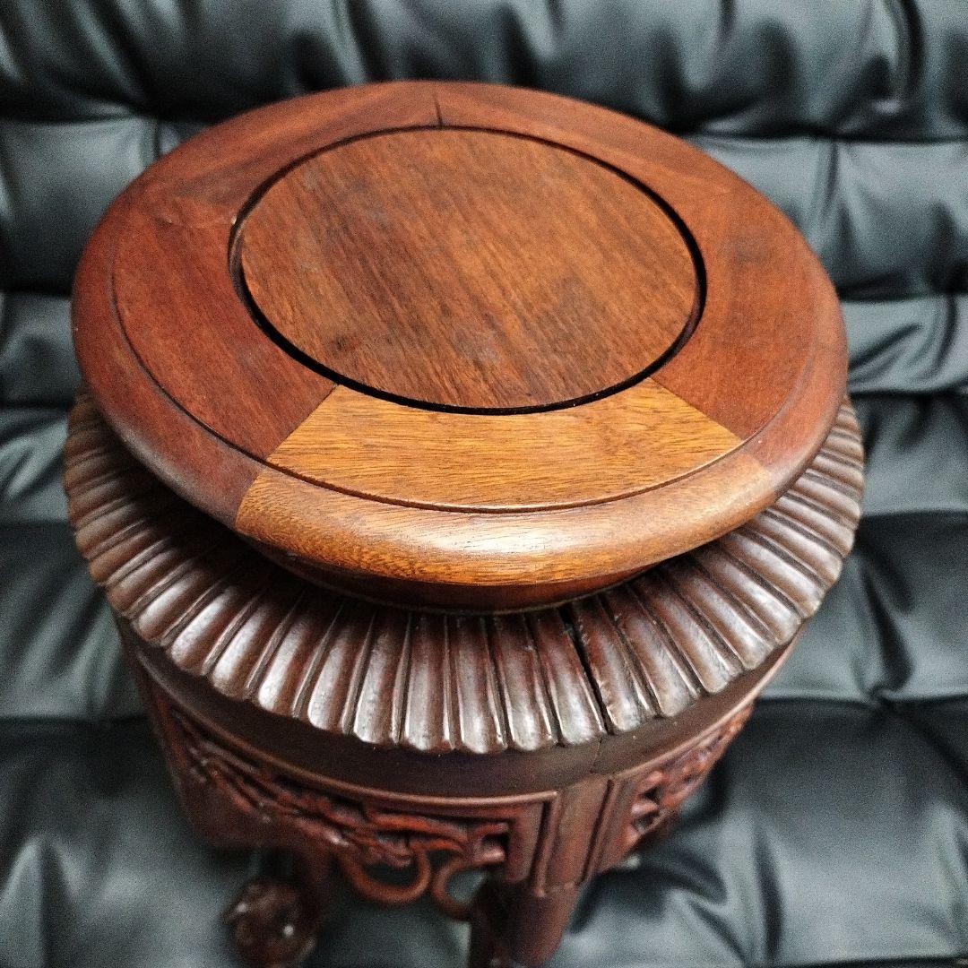 唐木 花台 盆栽台 傷有 骨董 アンティーク 中国