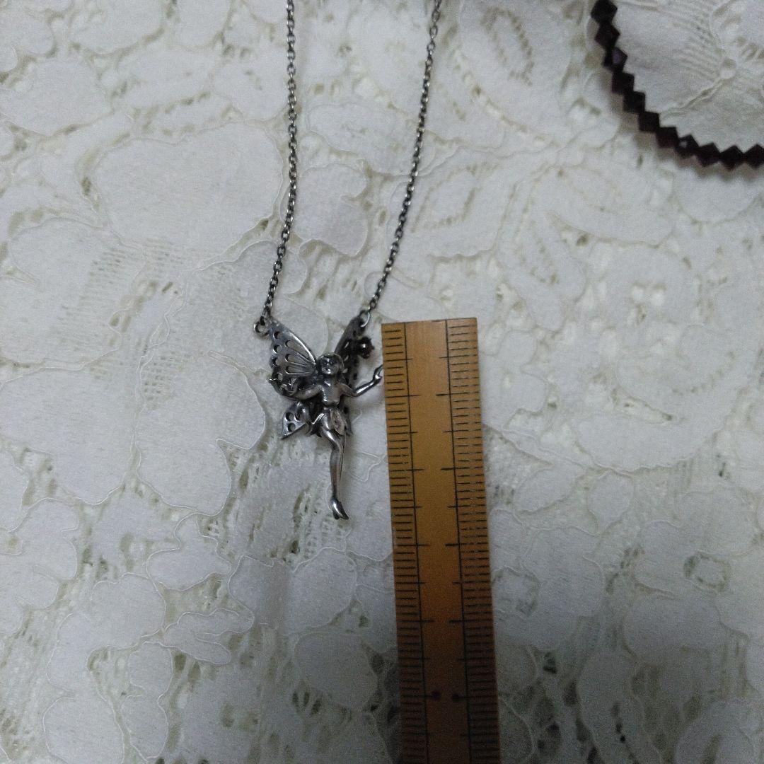 シルバー　925　妖精　フェアリー ペンダント ストーン付　ネックレス　ガーネッ