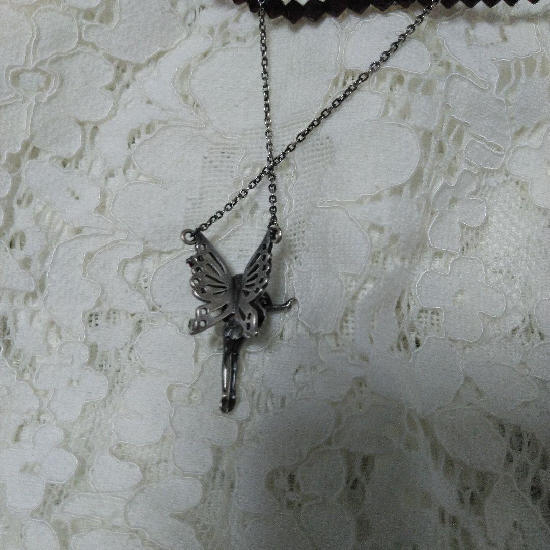 シルバー　925　妖精　フェアリー ペンダント ストーン付　ネックレス　ガーネッ