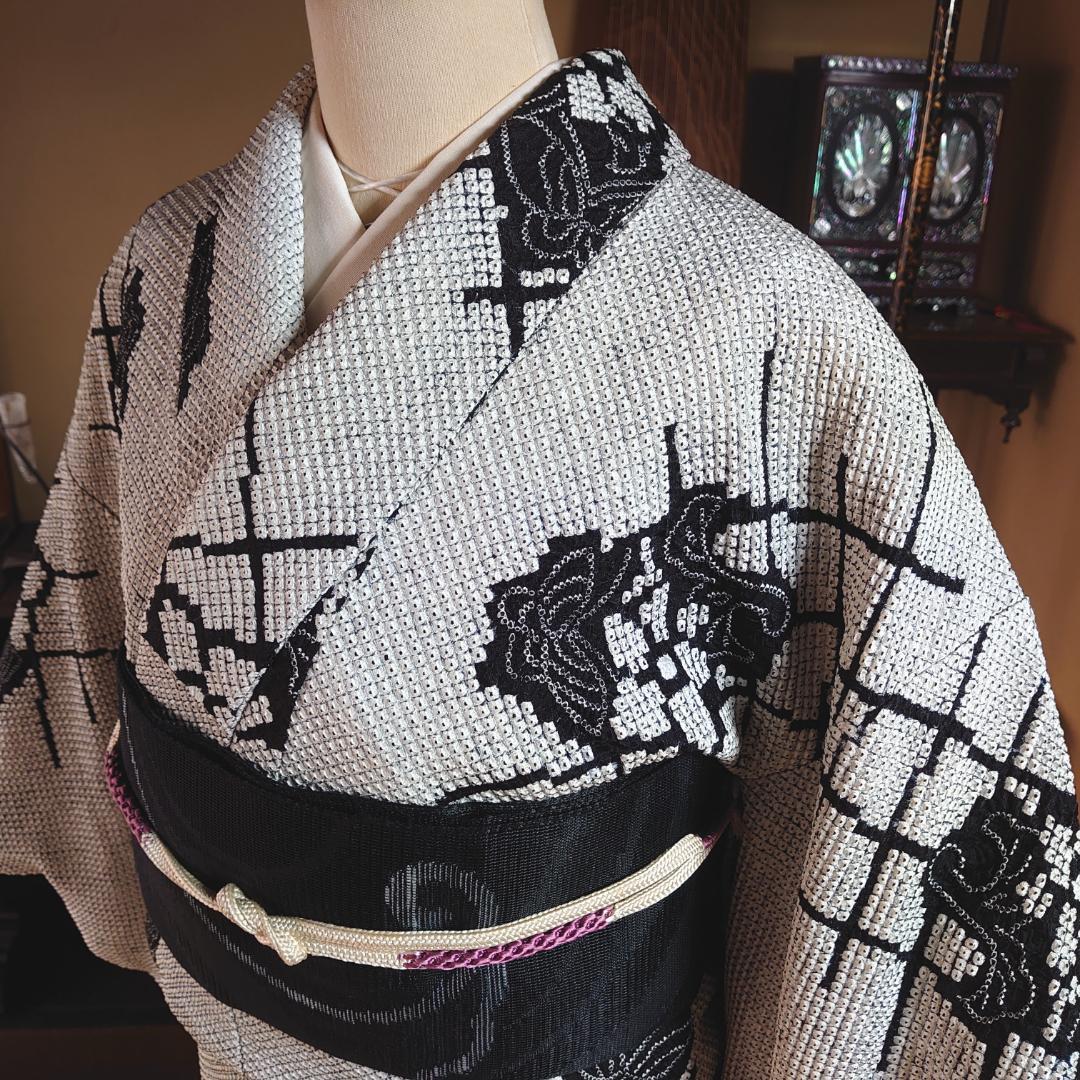 #525 正絹 総絞り小紋 美品【リユース着物】#Letter bee