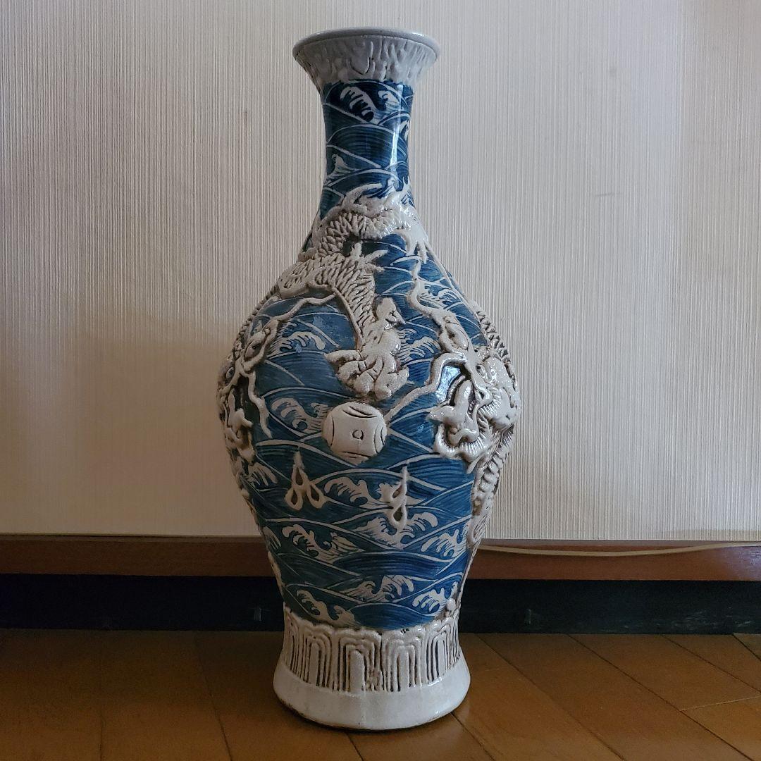 中国古玩　大清乾隆年製　龍紋様　花瓶