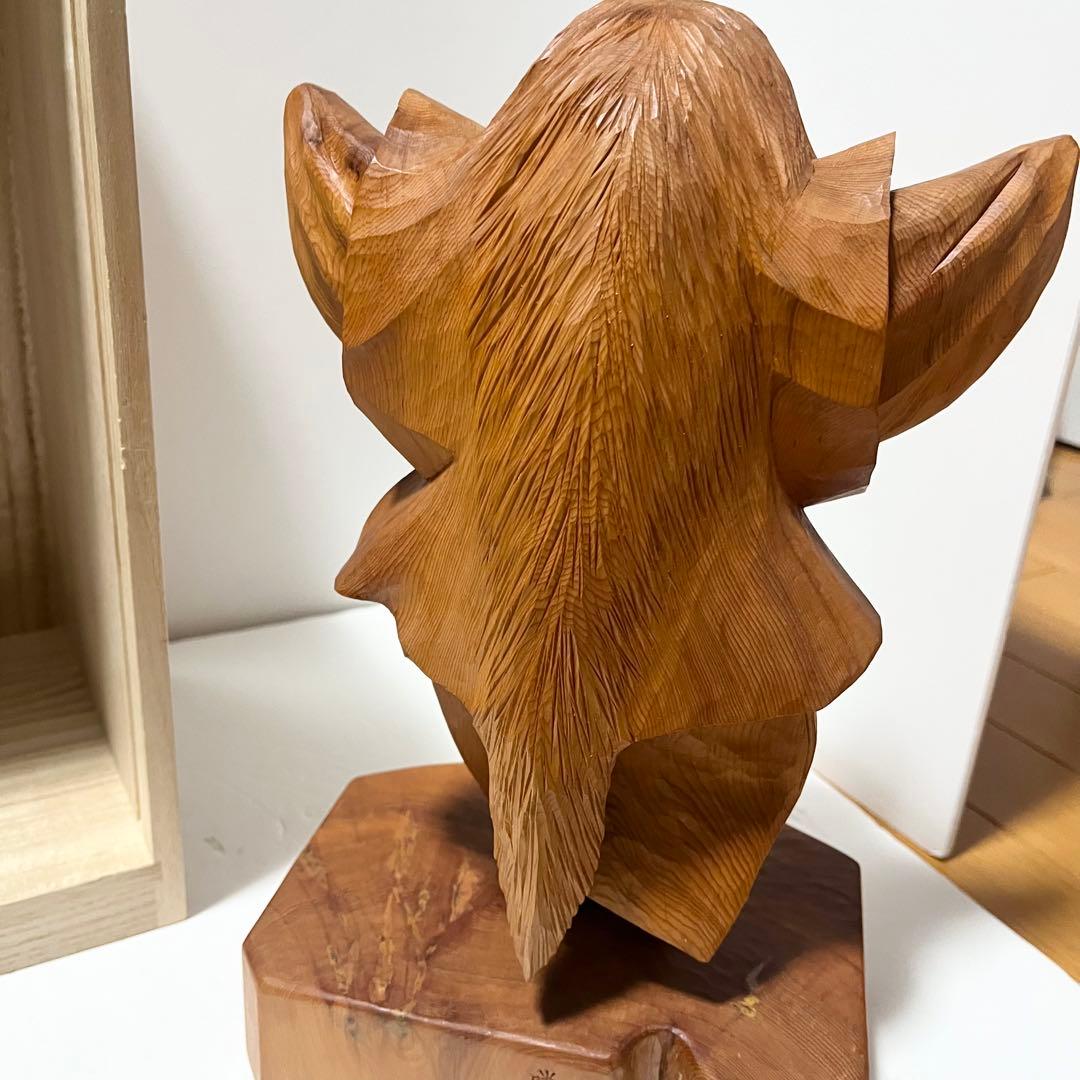 希少 レア 一位一刀彫り 飛騨高山一刀彫第一人者・東勝廣「石橋」共箱 置物 木彫