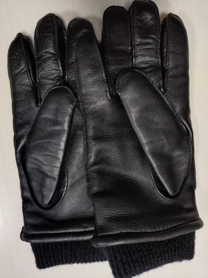 DENTS ブラックレザー手袋 ニットカフ付き　M