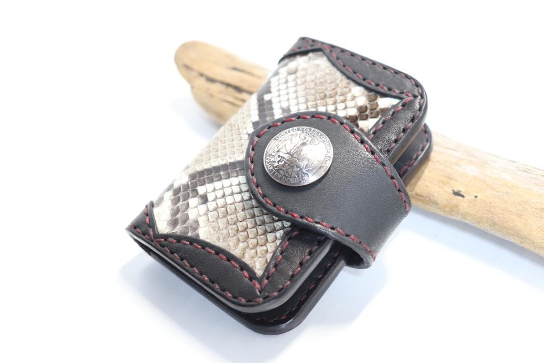 ☆　パイソンダーツケース　革色黒　糸色黒　　☆