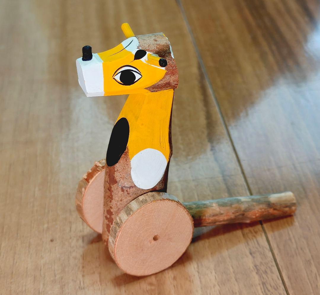 杵島山一刀彫　大八車　犬