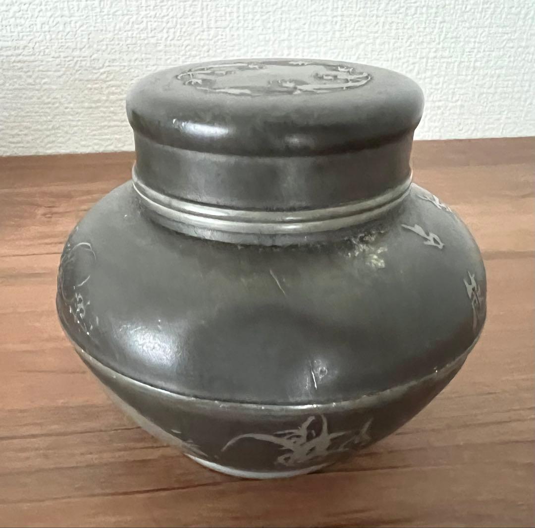 銅製 建水 茶こぼし・錫製茶入 美奈登製/錫茶托 5客セット 煎茶 茶道具