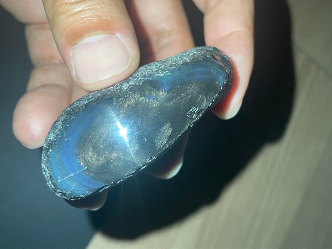 研磨品　十勝石玲瓏　ゴールド、パープル＋ブルーシラー　レインボーオブシディアン