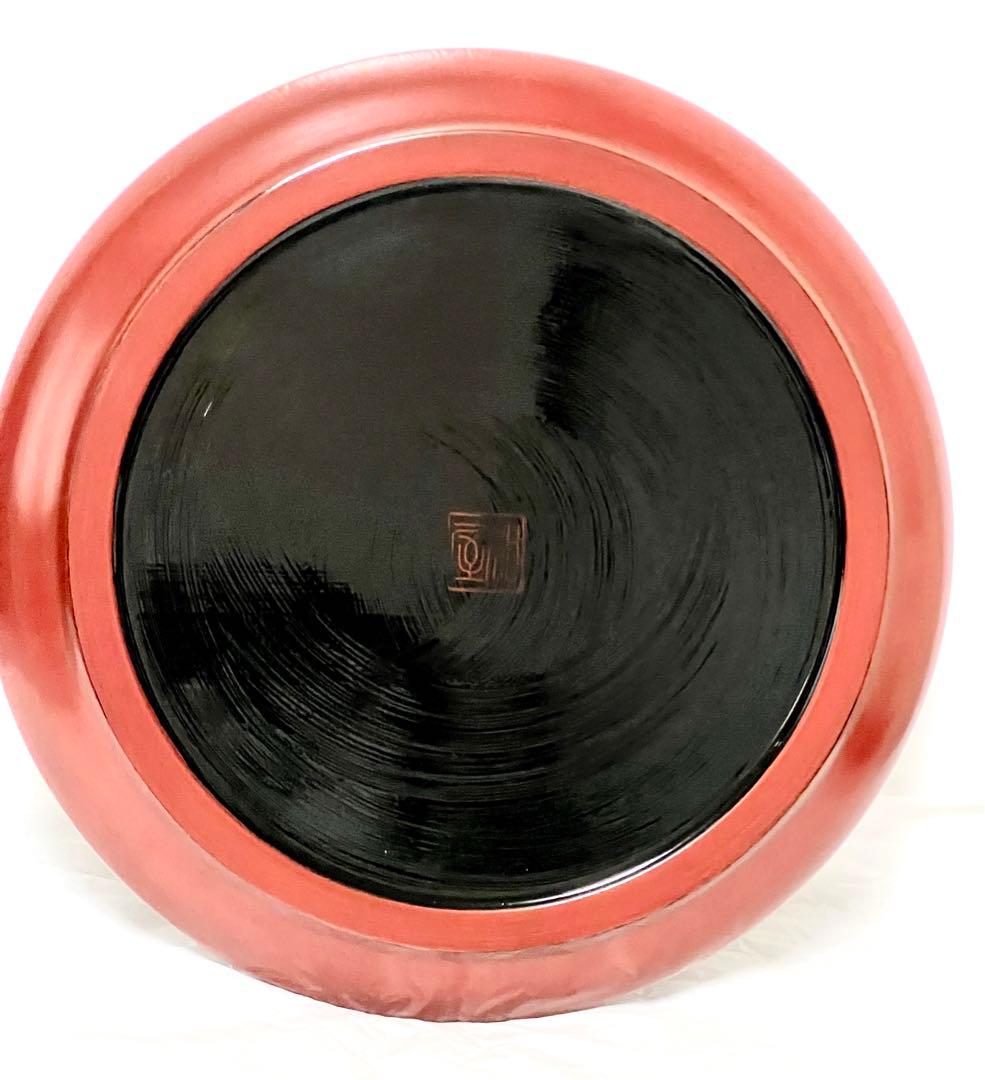 希少　鎌倉彫　和屋　木製漆器　丸盆　菓子盛り盆皿　古美術品　日本伝統工芸品